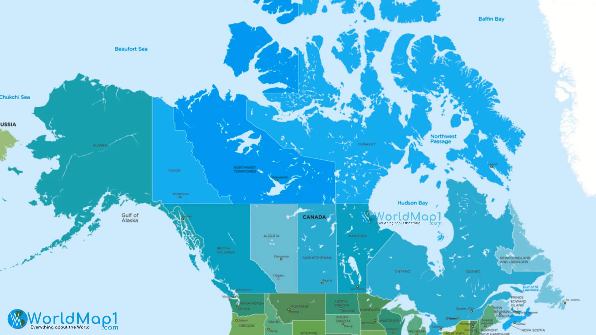 North America and Canada States Map